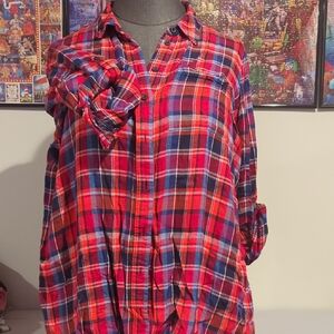 Lane Bryant Red and Blue Plaid Top